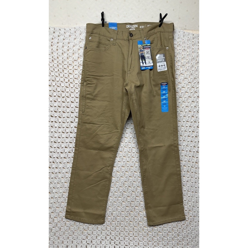 Levis Denizen 231 Pants Mens 33x30 Khaki Beige Stretch Chino Athletic Fit NWT